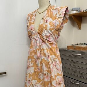 Steve Madden Peach and Blush Floral Midi Dress